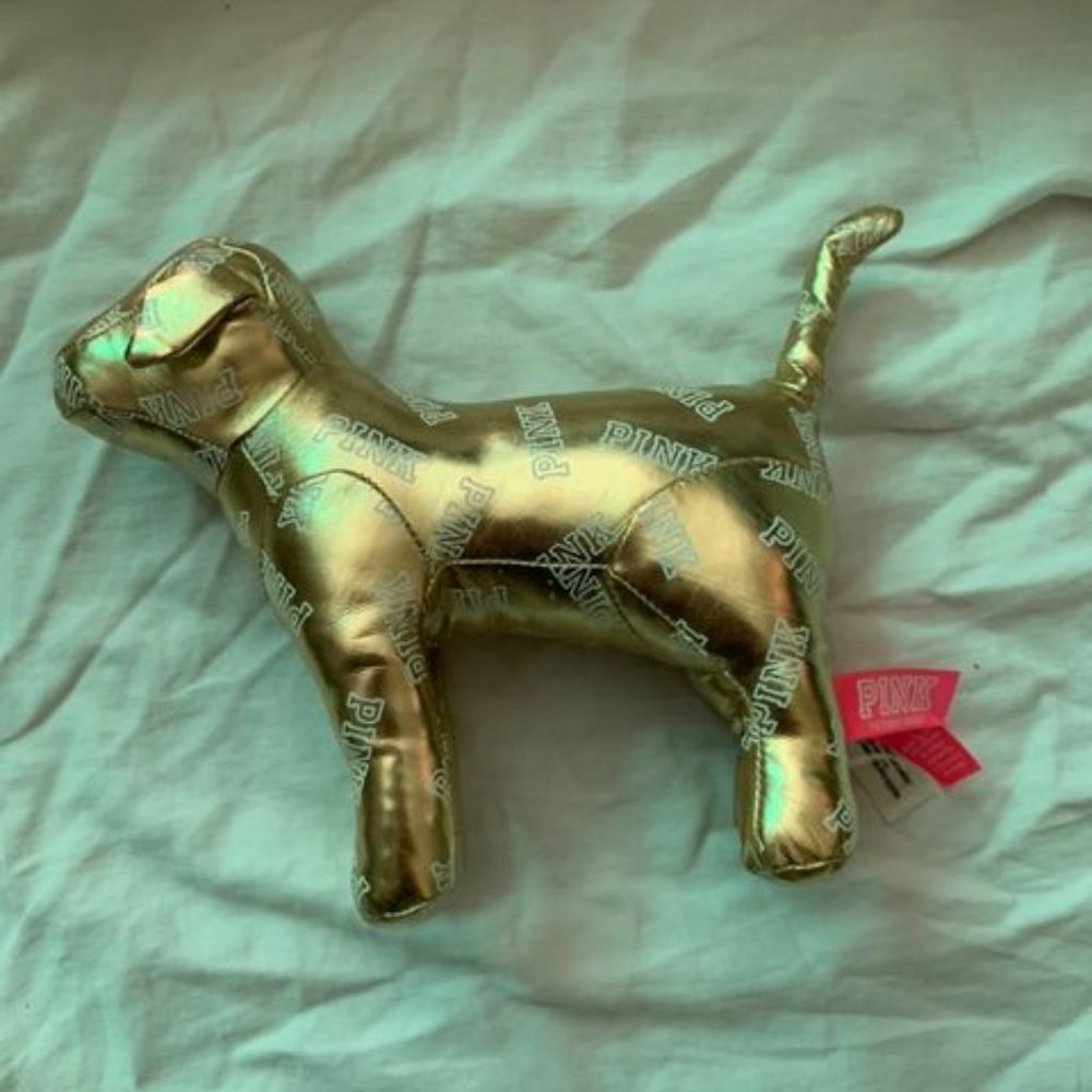 VS PINK Logo Gold Dog
